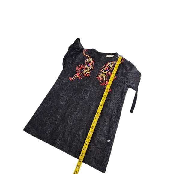 Sandro Paris Womens Lace Sheer Embroidered Long Sleeve Blouse, Open Back, 1/US S - Picture 3 of 9